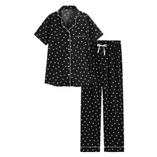 圓點印花嫘縈長褲家居套裝-女