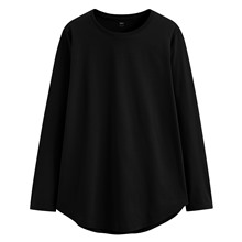 絲光棉寬鬆圓領長版T恤-女