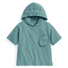 純棉寬版口袋連帽上衣-童