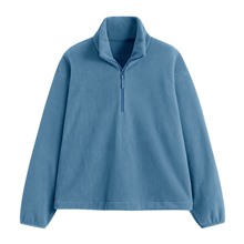 Fleece寬版半開襟拉鍊上衣-女