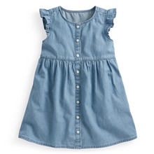 牛仔荷葉袖洋裝-童