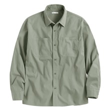 棉質工裝寬版長袖襯衫-男