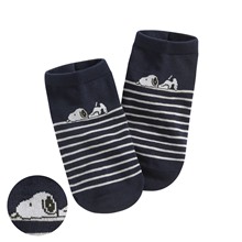 史努比系列條紋踝襪-女