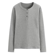 羅紋半開襟長袖T恤-女