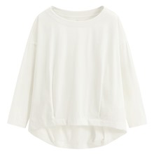 絲光棉寬版落肩九分袖上衣-女