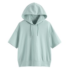 純棉厚寬版連帽上衣-女
