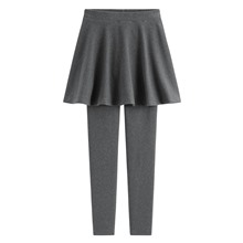 磨毛假兩件傘狀裙內搭褲-女