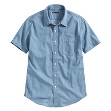 輕型牛仔短袖襯衫-男