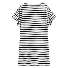 柔滑棉條紋寬鬆洋裝-女