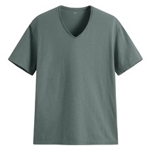 竹節棉V領T恤-男