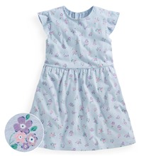 竹節棉荷葉袖花卉洋裝-童