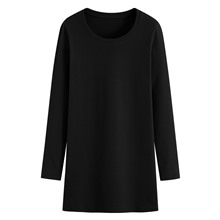 磨毛羅紋長版T恤-女