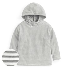 棉質彈力條紋連帽上衣-童