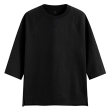 純棉厚寬版七分袖T恤-男