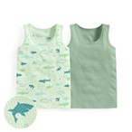 純棉網眼印花背心(2入)-Baby