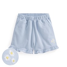 荷葉邊小花電繡鬆緊短褲-童
