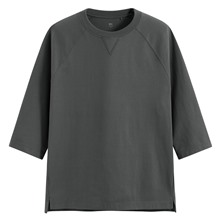 純棉厚寬版七分袖T恤-男