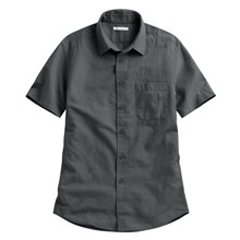 棉麻短袖襯衫-男