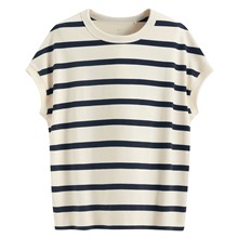 粗紡條紋連袖寬鬆上衣-女