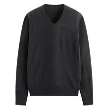 美麗諾羊毛混紡V領毛衣-男