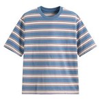 純棉寬版條紋圓領T恤-男