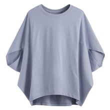 絲光棉五分袖寬版上衣-女