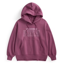 文字刷毛寬版印花連帽衫-04-女