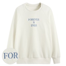 Fleece寬版文字電繡上衣-女