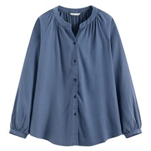 柔軟法蘭絨抓皺上衣-女