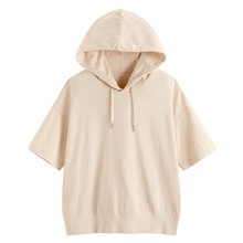 純棉厚寬版連帽上衣-女