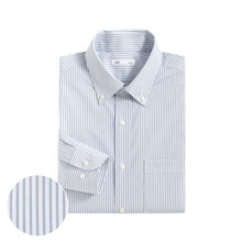 商務彈性條紋長袖襯衫-男