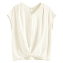 輕柔連袖寬版抓皺上衣-女