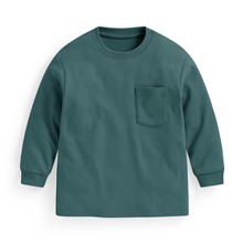 磨毛柔棉寬鬆口袋長袖T恤-童