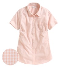 格紋短袖襯衫-女