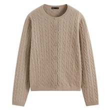 麻花圓領針織外套-女