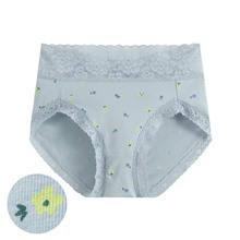 棉質蕾絲小花印花高腰內褲-女
