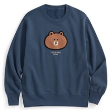 LINE FRIENDS毛圈電繡圓領衫-01-男