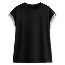 柔滑棉網紗連袖上衣-女