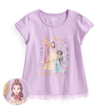 迪士尼系列網紗拼接印花T恤-11-童