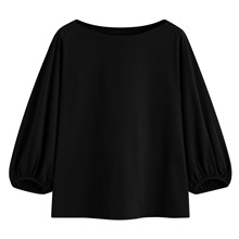 絲光棉寬鬆船領七分袖上衣-女