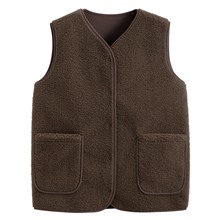 仿羊羔絨寬版背心-女