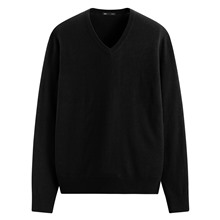 美麗諾羊毛混紡V領毛衣-男