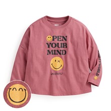 SmileyWorld®竹節棉寬鬆印花T恤-童