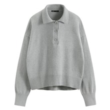 寬版polo領毛衣-女