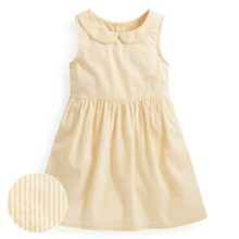 泡泡紗條紋小圓領無袖洋裝-童