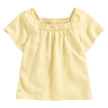 亞麻混紡方領寬版上衣-女