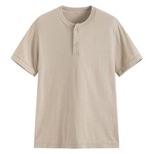 竹節棉亨利領T恤-男