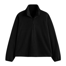 Fleece寬版半開襟拉鍊上衣-女