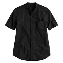 柔棉立領短袖襯衫-男