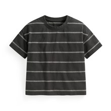 純棉條紋寬版落肩T恤-童